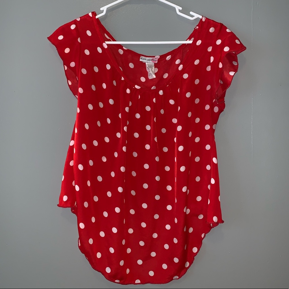 2 Polka dot sheer blouses